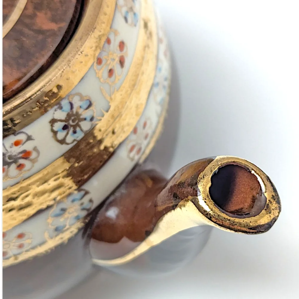 Arthur Wood Teapot 4645 Vintage Ceramic Brown Gold Tone Trim Made in England